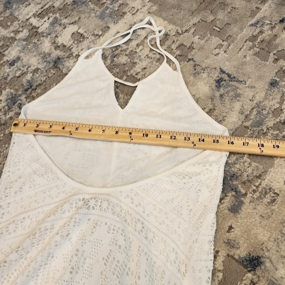 Free People Beach White Crochet Lace Knit Halter Maxi Dress Beachy‎ Boho Small
